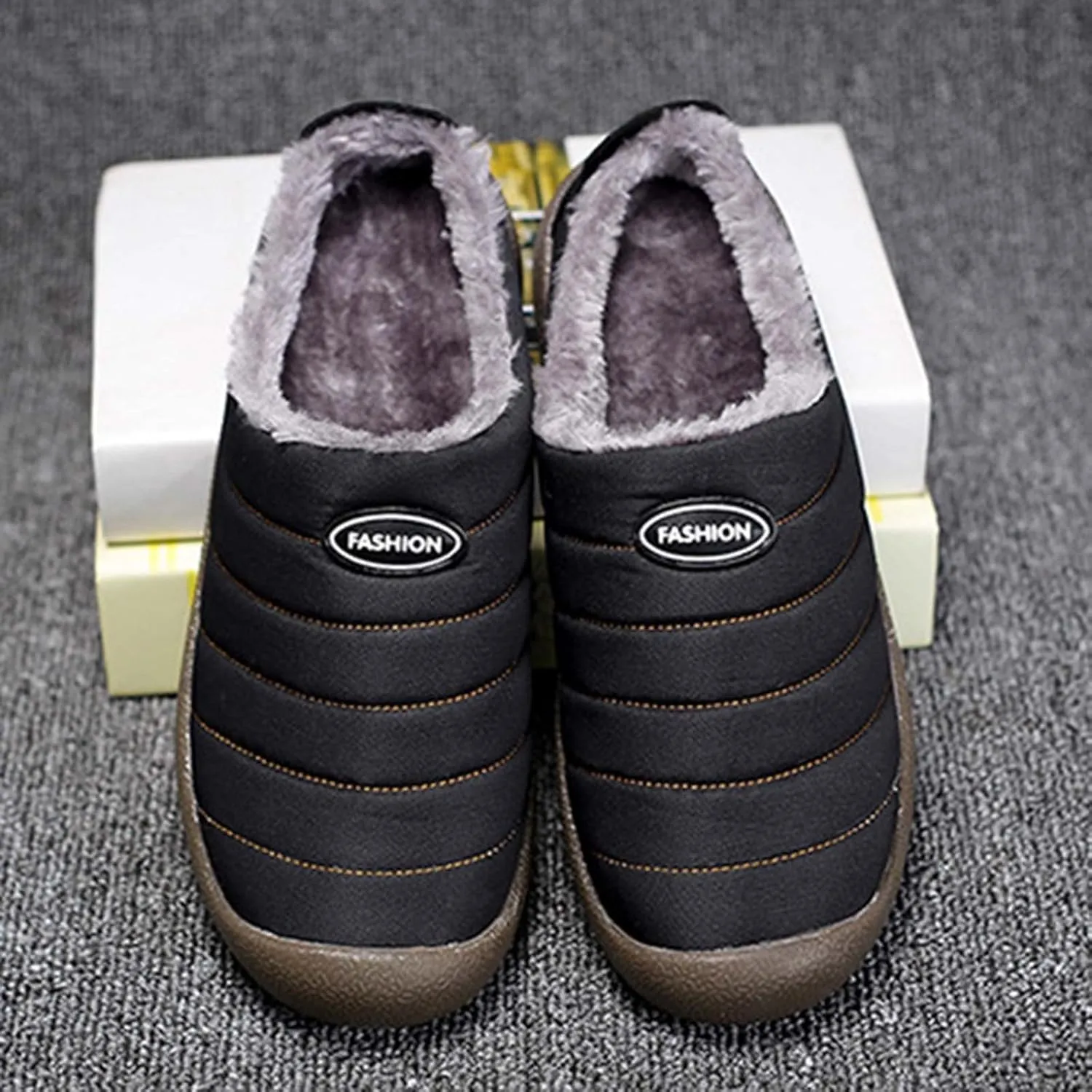 Winter Boots for Women Men Couple Warm Fur Lined Snow Boots Waterproof Slip On Lightweight Womens Boots Slippers