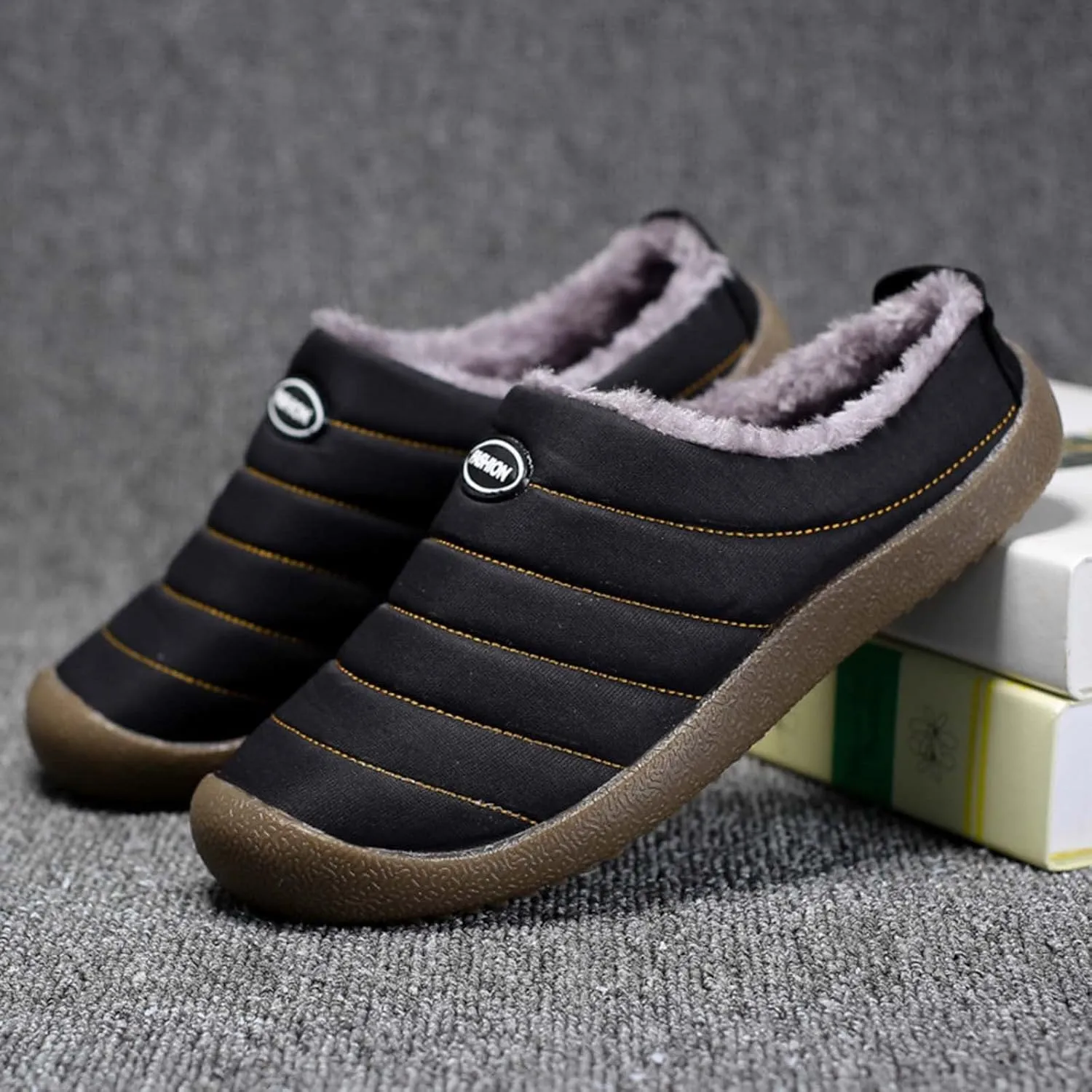 Winter Boots for Women Men Couple Warm Fur Lined Snow Boots Waterproof Slip On Lightweight Womens Boots Slippers