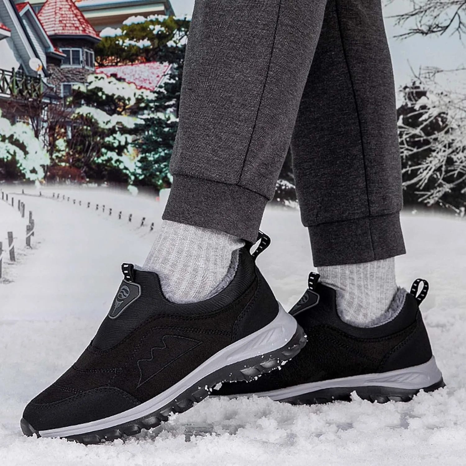 Winter Boots for Women Men Couple Warm Fur Lined Waterproof Snow Boots Ankle Walking Hiking Sneaker Boots