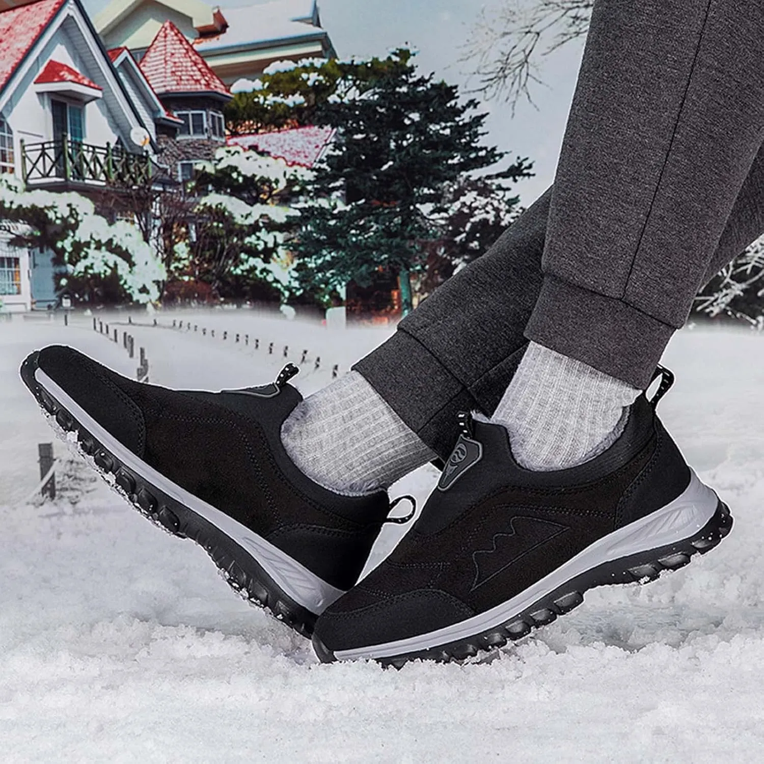 Winter Boots for Women Men Couple Warm Fur Lined Waterproof Snow Boots Ankle Walking Hiking Sneaker Boots