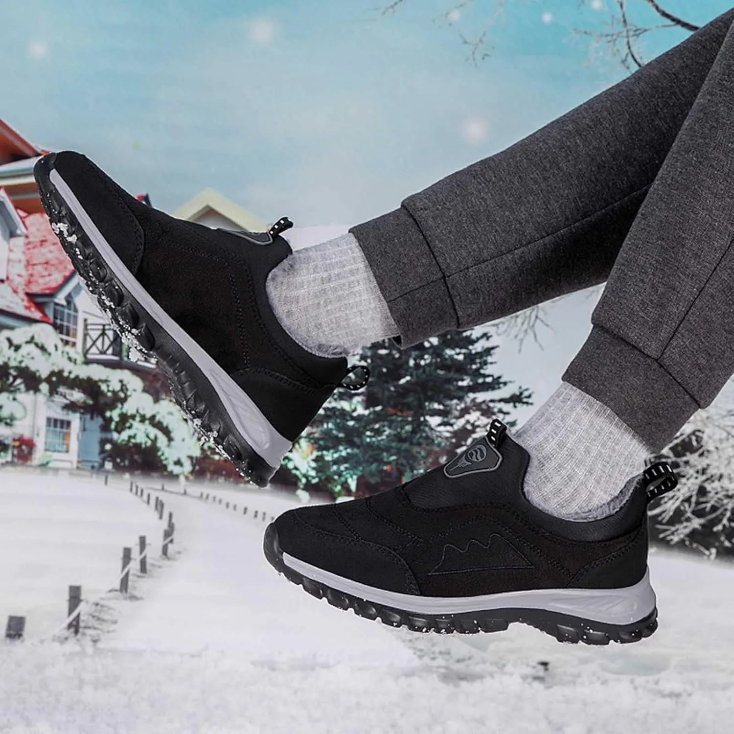 Winter Boots for Women Men Couple Warm Fur Lined Waterproof Snow Boots Ankle Walking Hiking Sneaker Boots