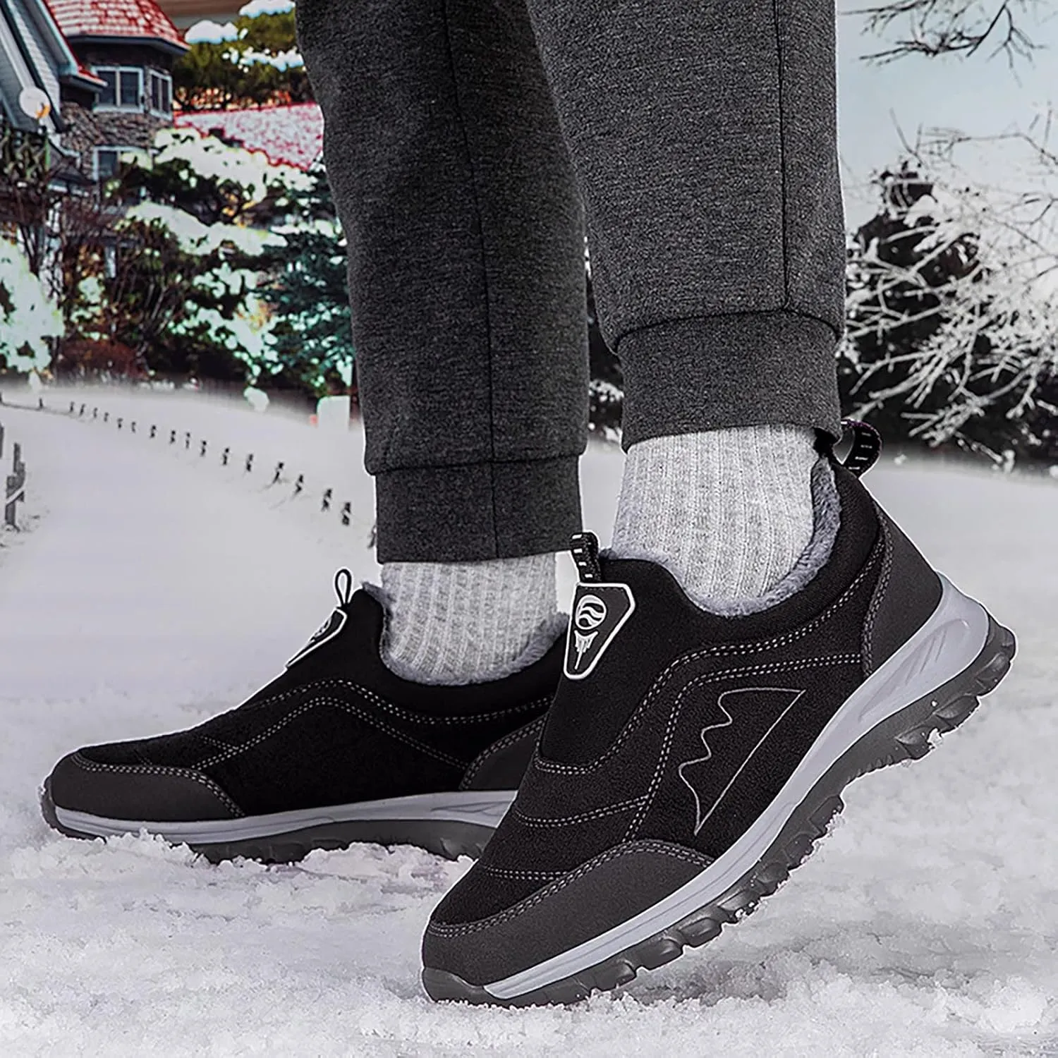 Winter Boots for Women Men Couple Warm Fur Lined Waterproof Snow Boots Ankle Walking Hiking Sneaker Boots