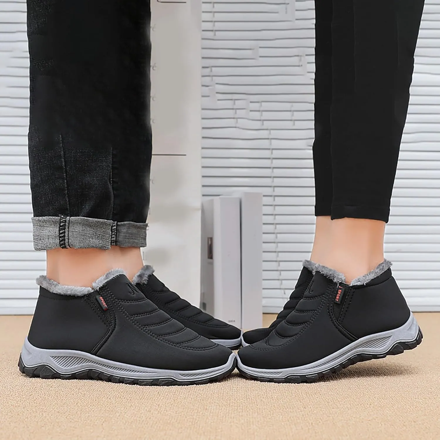 Winter Boots for Women Men Unisex Waterproof Fur Lined Warm Ankle Boots Slip On Outdoor Boot Walking Shoes