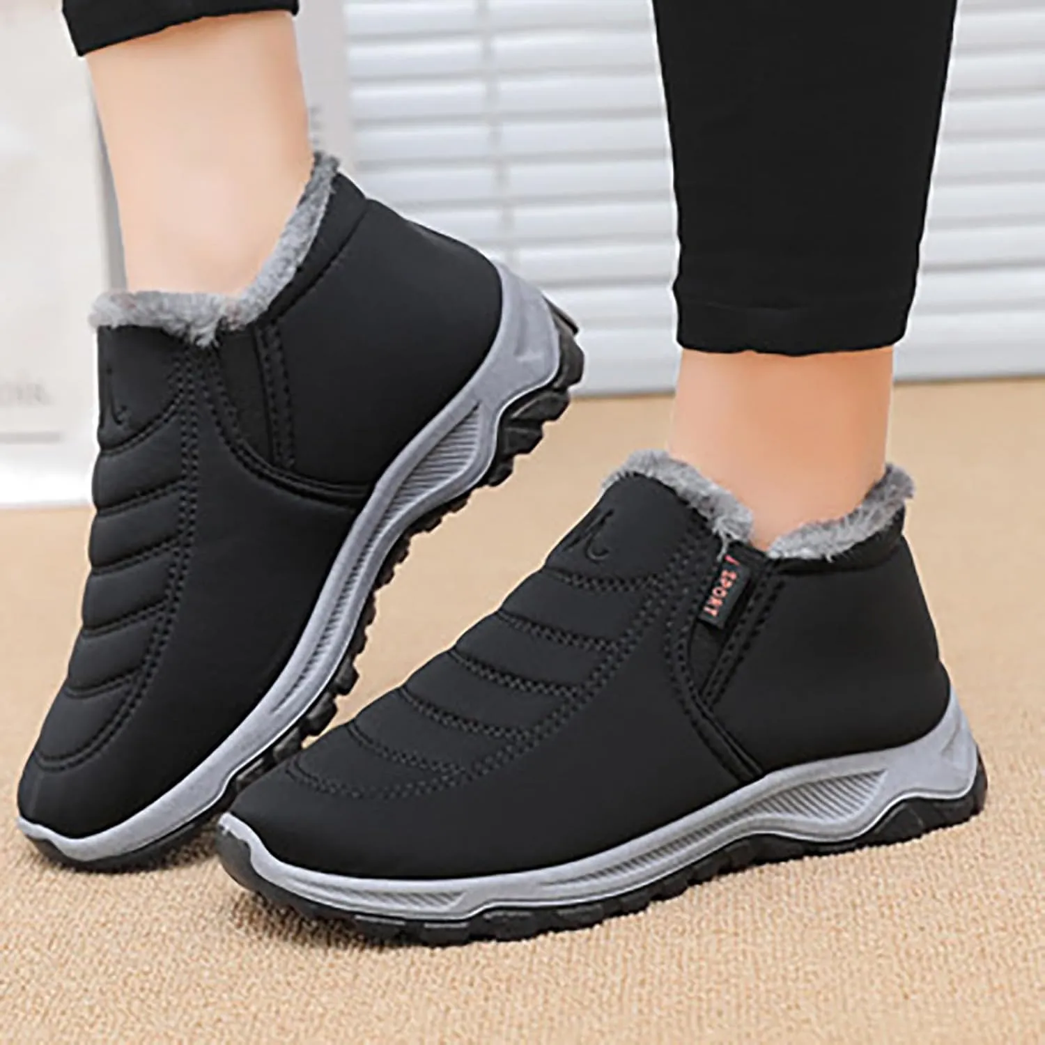 Winter Boots for Women Men Unisex Waterproof Fur Lined Warm Ankle Boots Slip On Outdoor Boot Walking Shoes