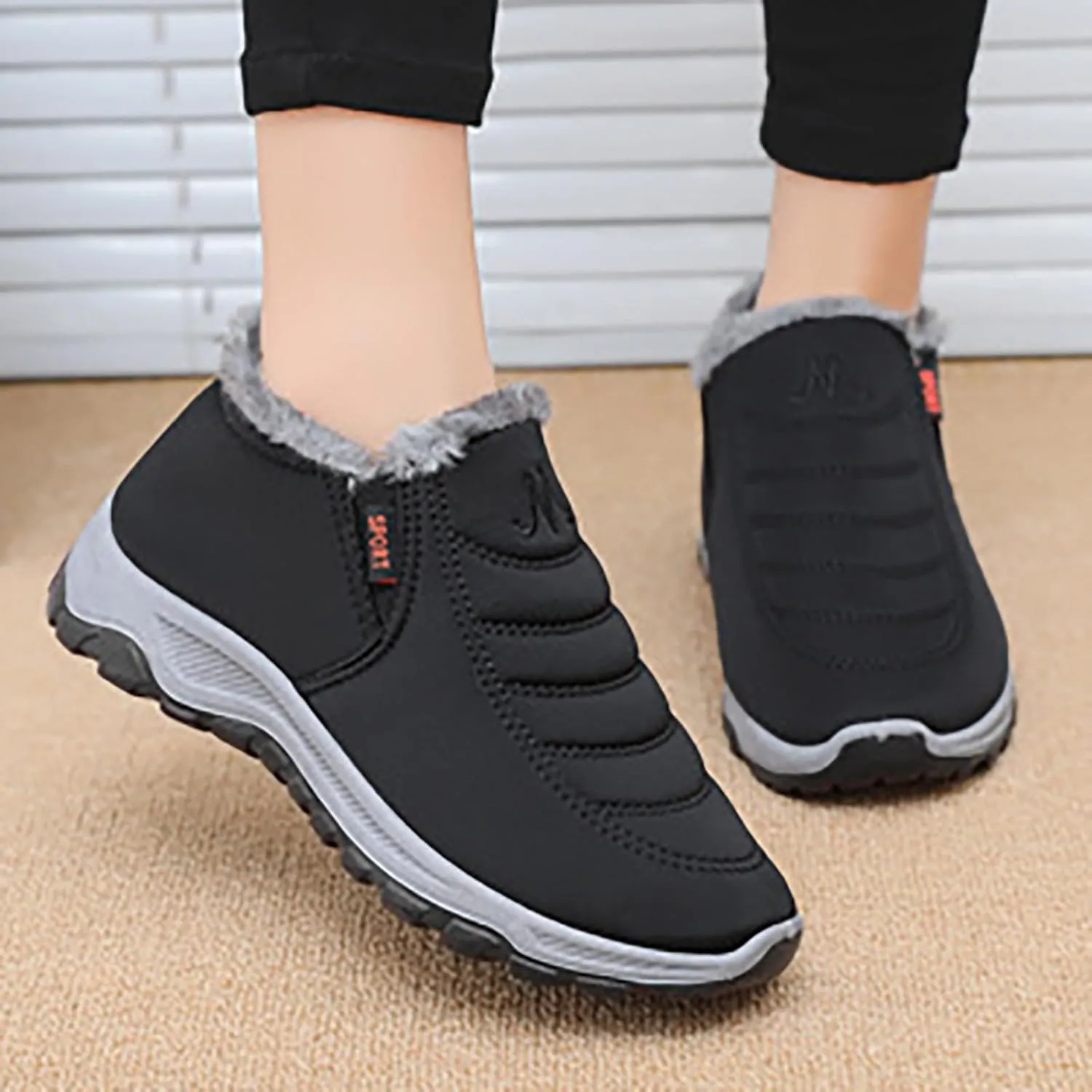 Winter Boots for Women Men Unisex Waterproof Fur Lined Warm Ankle Boots Slip On Outdoor Boot Walking Shoes