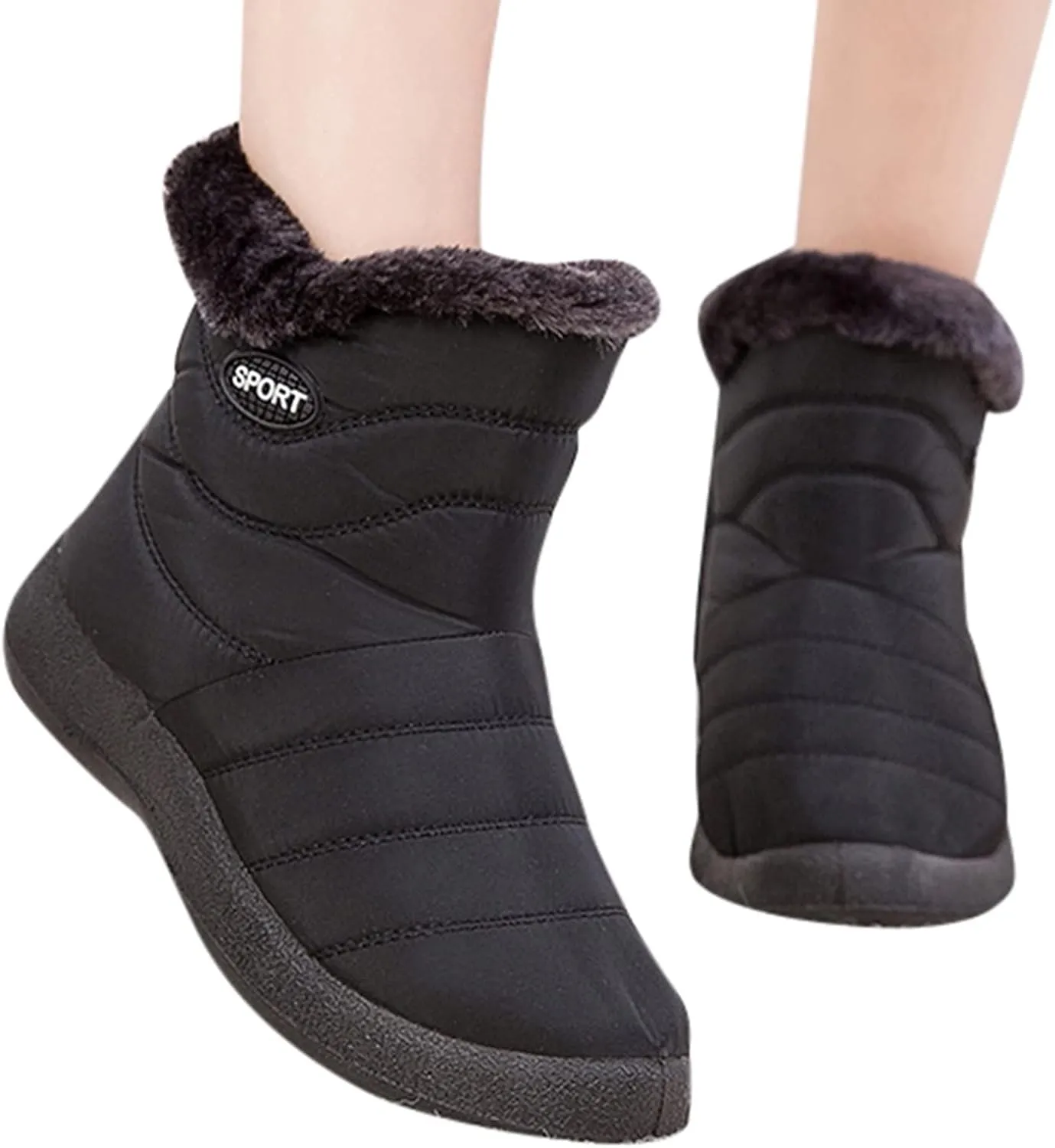 Winter Boots for Women Slip On Cold Weather Snow Ankle Booties Waterproof Puffy Fur Lined Winter Snow Boots