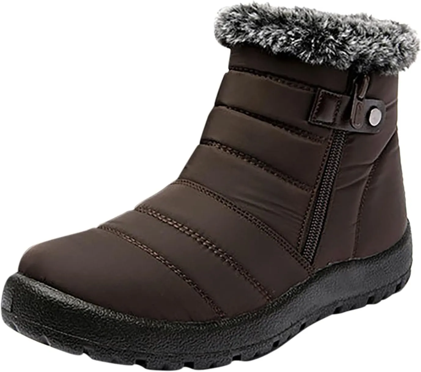 Winter Boots for Women Warm Fur Lined Boots Waterproof Anti Slip Outdoor Boot Zipper Fashion Womens Flat Booties