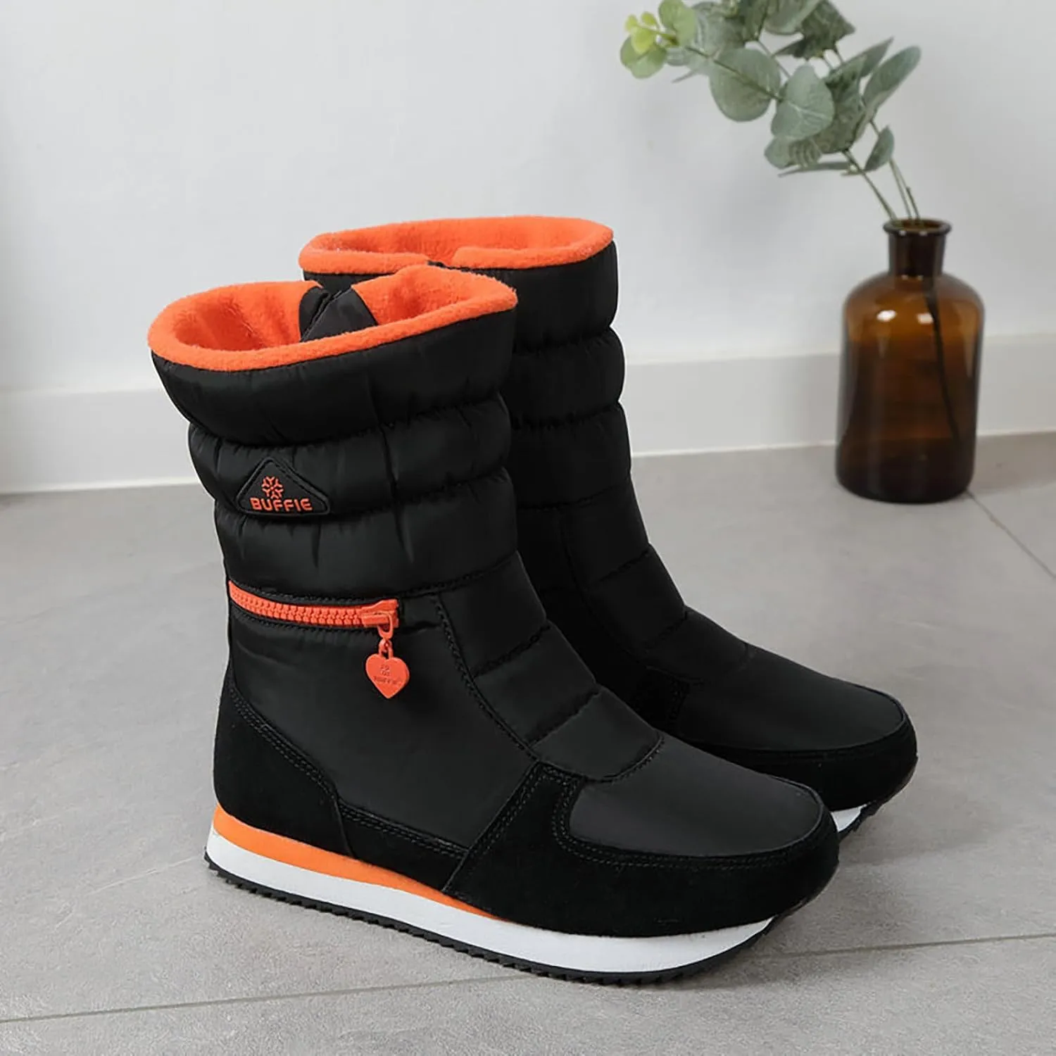 Winter Boots for Women Warm Fur Lined Zipper Platform Comfy Anti-slip Outdoor Waterproof Slip On Snow Boots