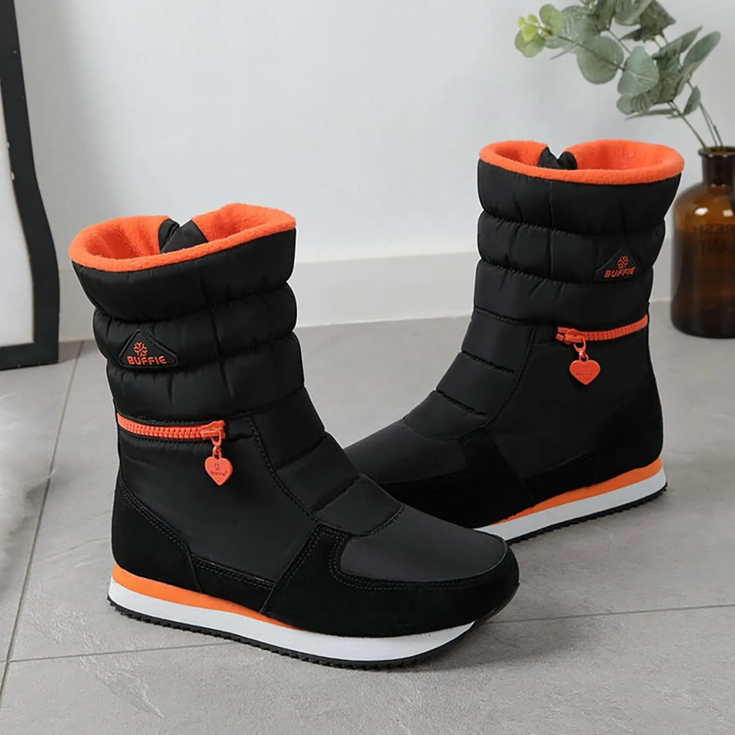 Winter Boots for Women Warm Fur Lined Zipper Platform Comfy Anti-slip Outdoor Waterproof Slip On Snow Boots