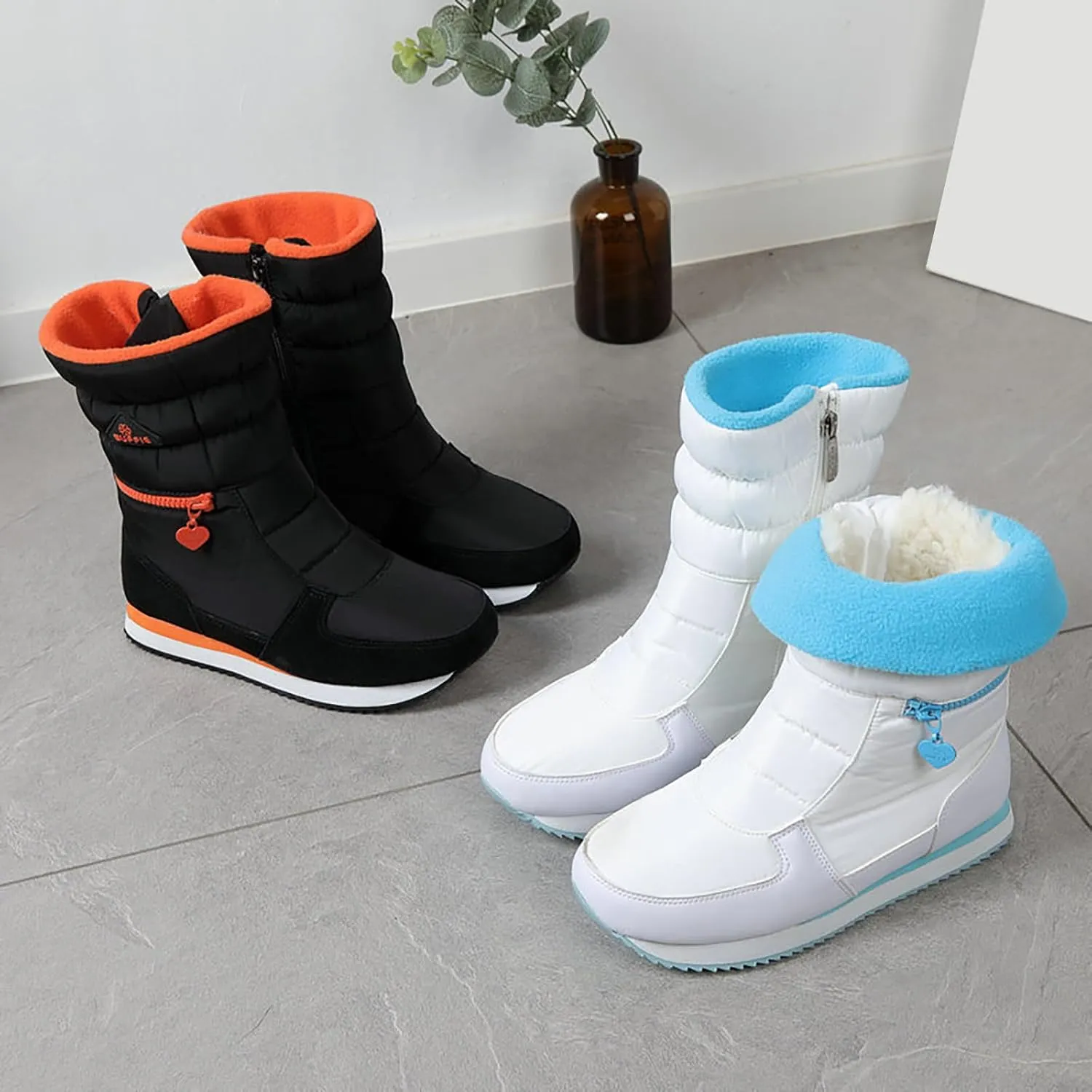 Winter Boots for Women Warm Fur Lined Zipper Platform Comfy Anti-slip Outdoor Waterproof Slip On Snow Boots