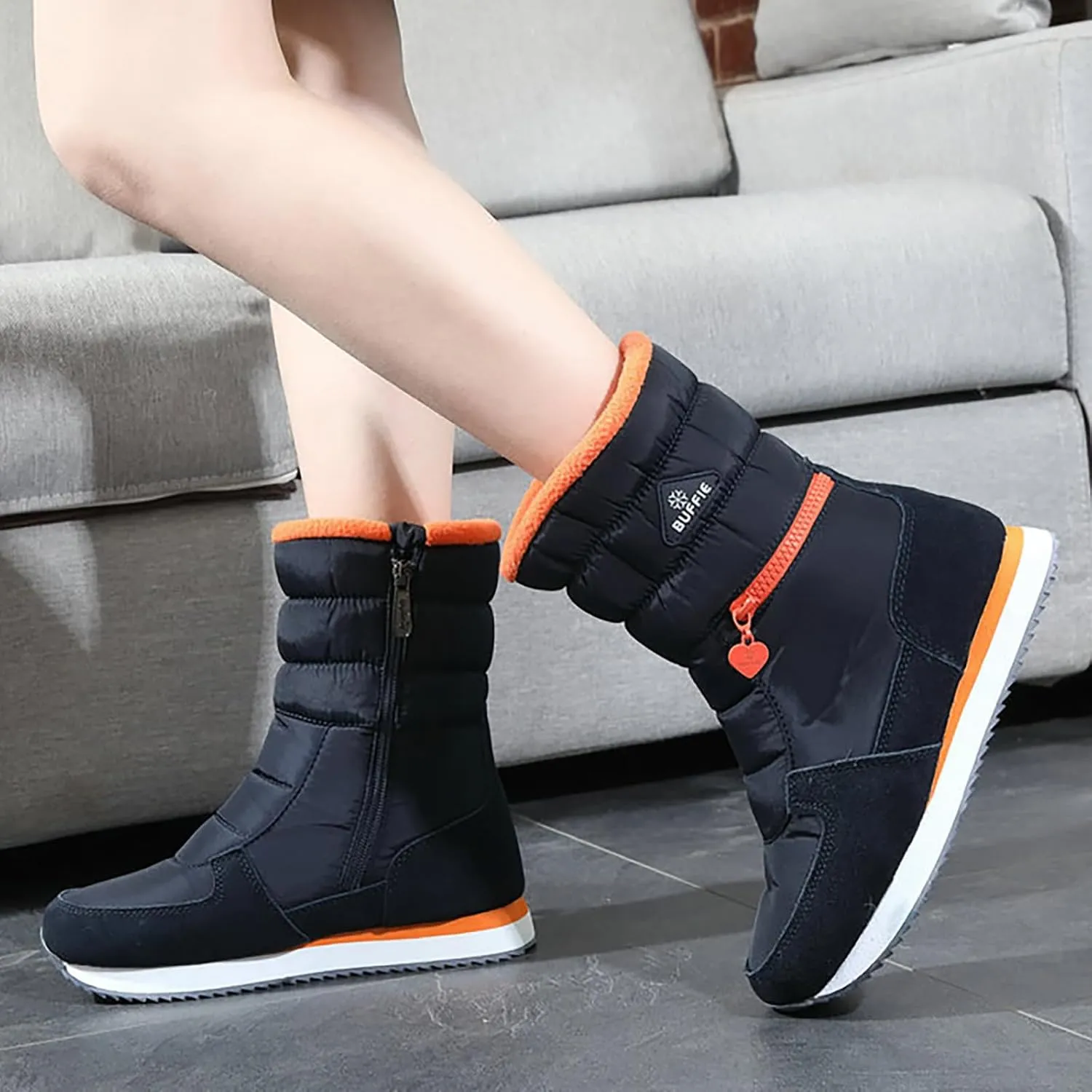 Winter Boots for Women Warm Fur Lined Zipper Platform Comfy Anti-slip Outdoor Waterproof Slip On Snow Boots
