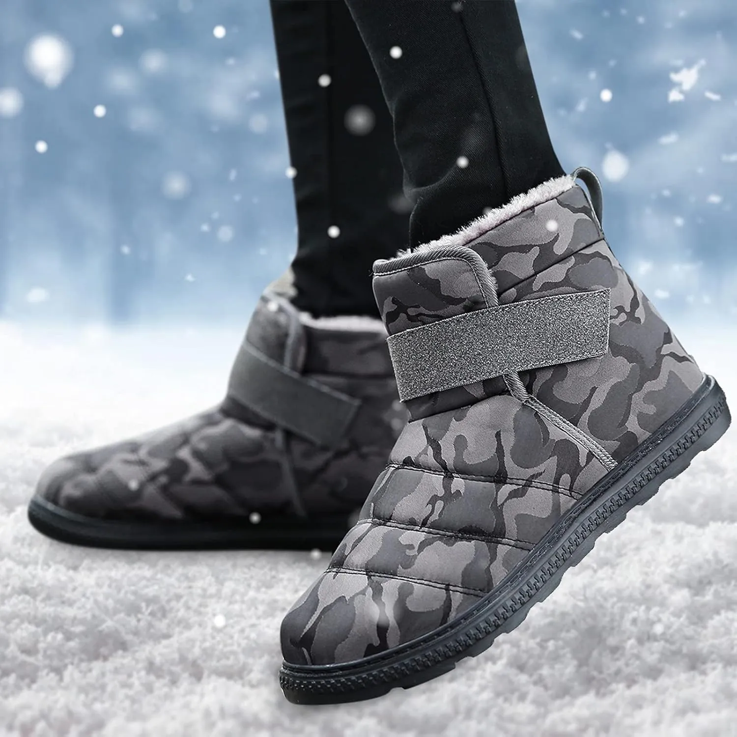Winter Boots for Women Warm Fuzzy Fleece Lined Walking Ankle Snow Booties Waterproof Ankle Boots Outdoor Booties