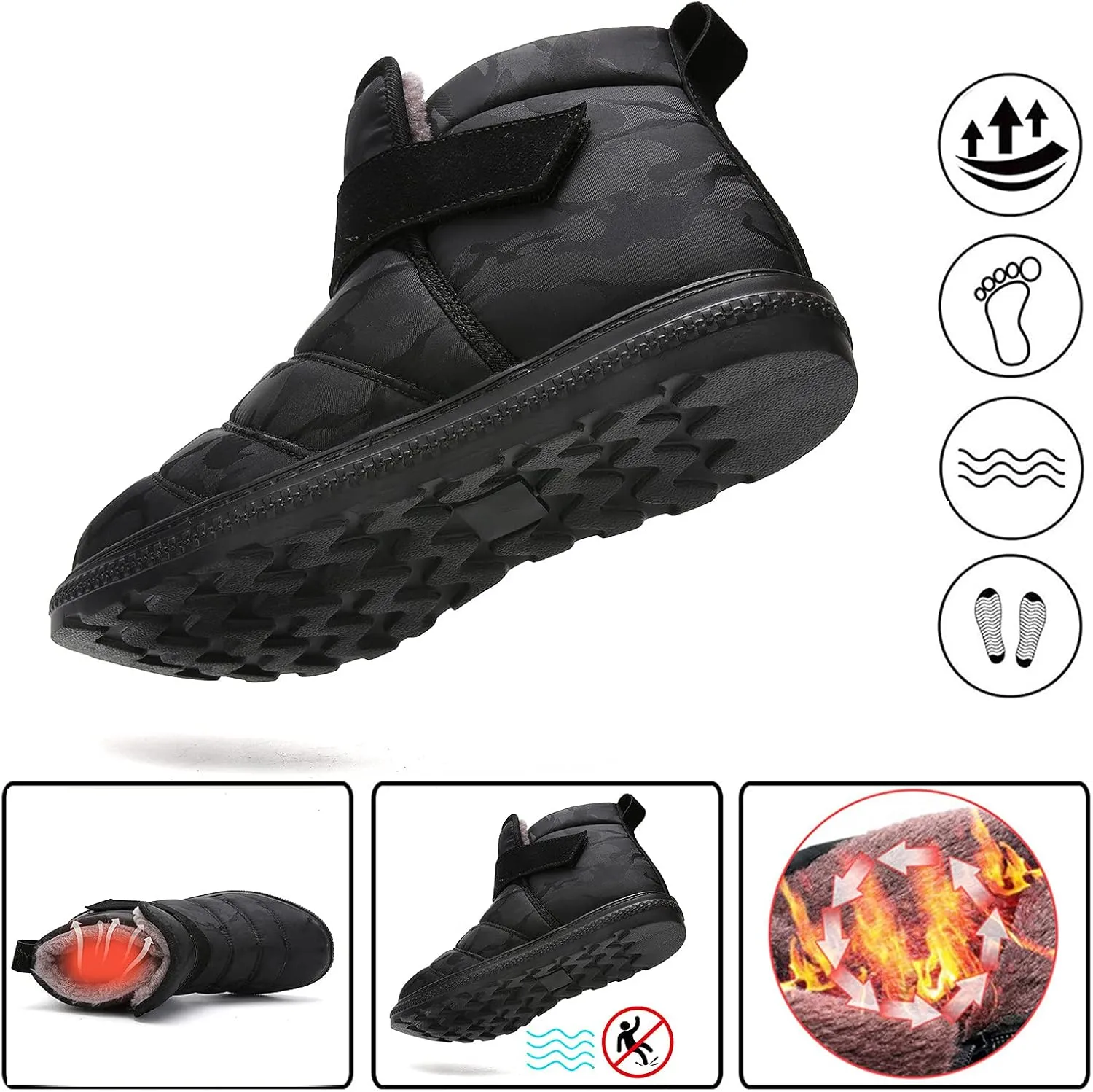 Winter Boots for Women Warm Fuzzy Fleece Lined Walking Ankle Snow Booties Waterproof Ankle Boots Outdoor Booties