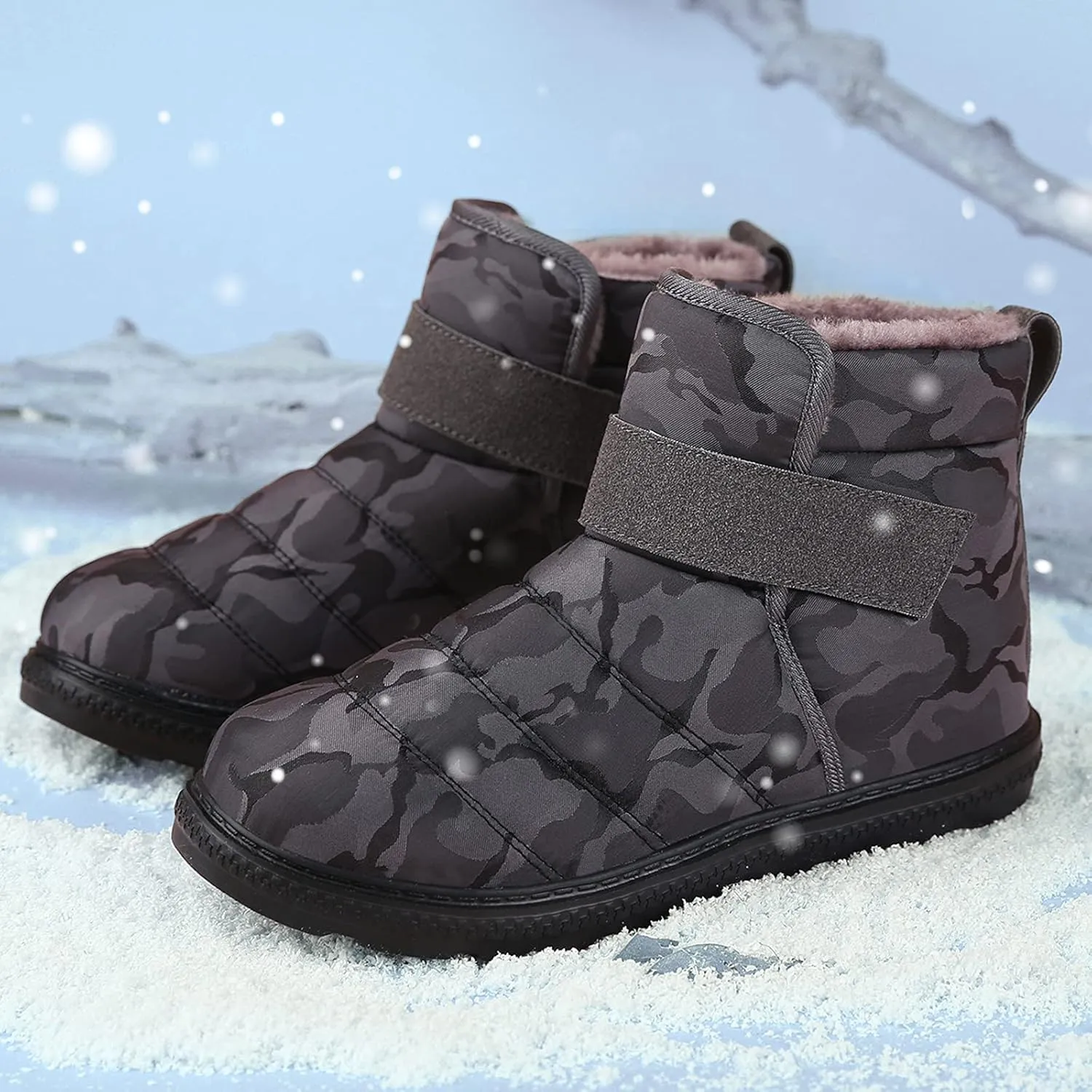 Winter Boots for Women Warm Fuzzy Fleece Lined Walking Ankle Snow Booties Waterproof Ankle Boots Outdoor Booties
