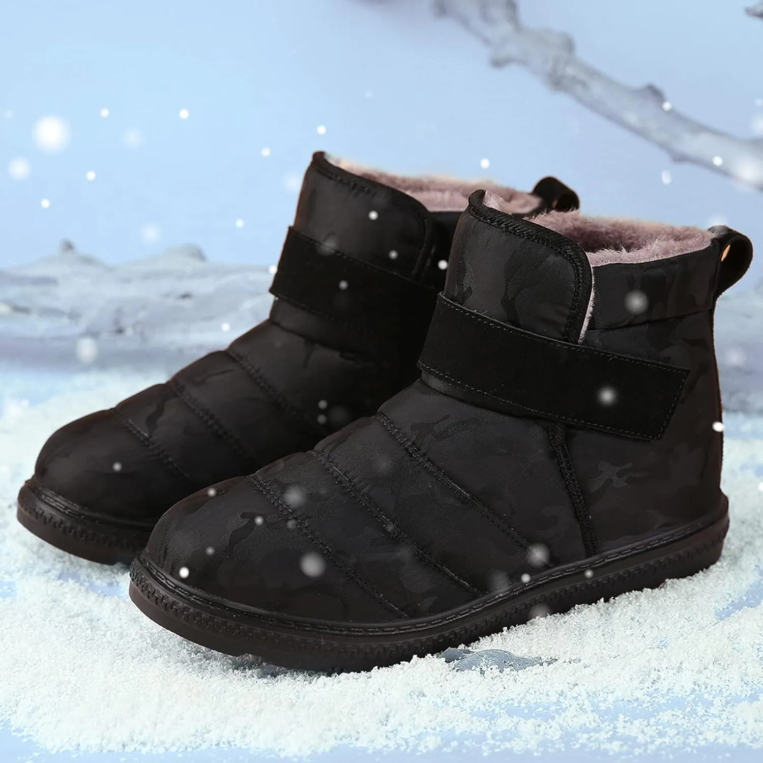 Winter Boots for Women Warm Fuzzy Fleece Lined Walking Ankle Snow Booties Waterproof Ankle Boots Outdoor Booties