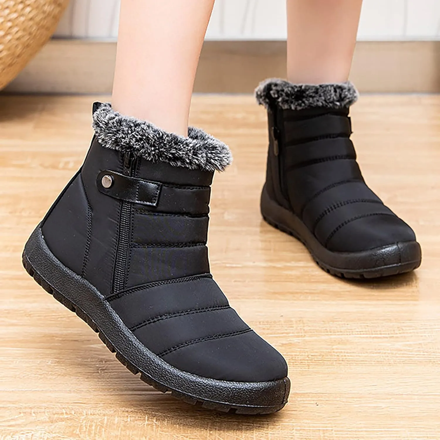 Winter Boots for Women Waterproof Snow 11 Wide Womens Black Snow Boots Ankle Women's Boots Winter Waterproof Womens Winter Snow Walking Shoes Botas De Invierno Para Mujer Tacon Alto