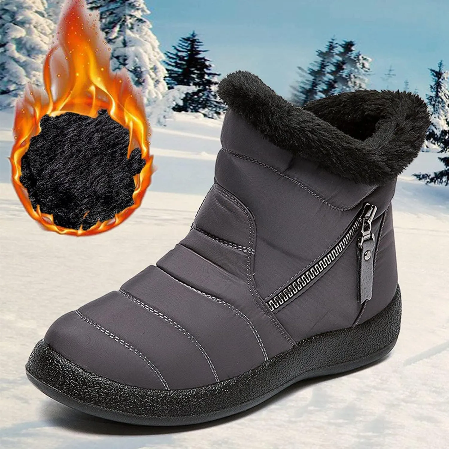 Winter Boots for Women Waterproof Snow 11 Wide Womens Winter Boots Waterproof Insulated Womens Slip on Winter Boots Wide Boots for Snowboard Botas Largas De Invierno Para Mujer Con TacN