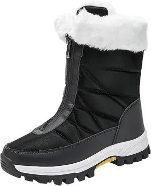Winter Boots for Women Waterproof Warm Fur Lined Zipper Hiking Winter Snow Boots Outdoor Waterproof Slip on Boots