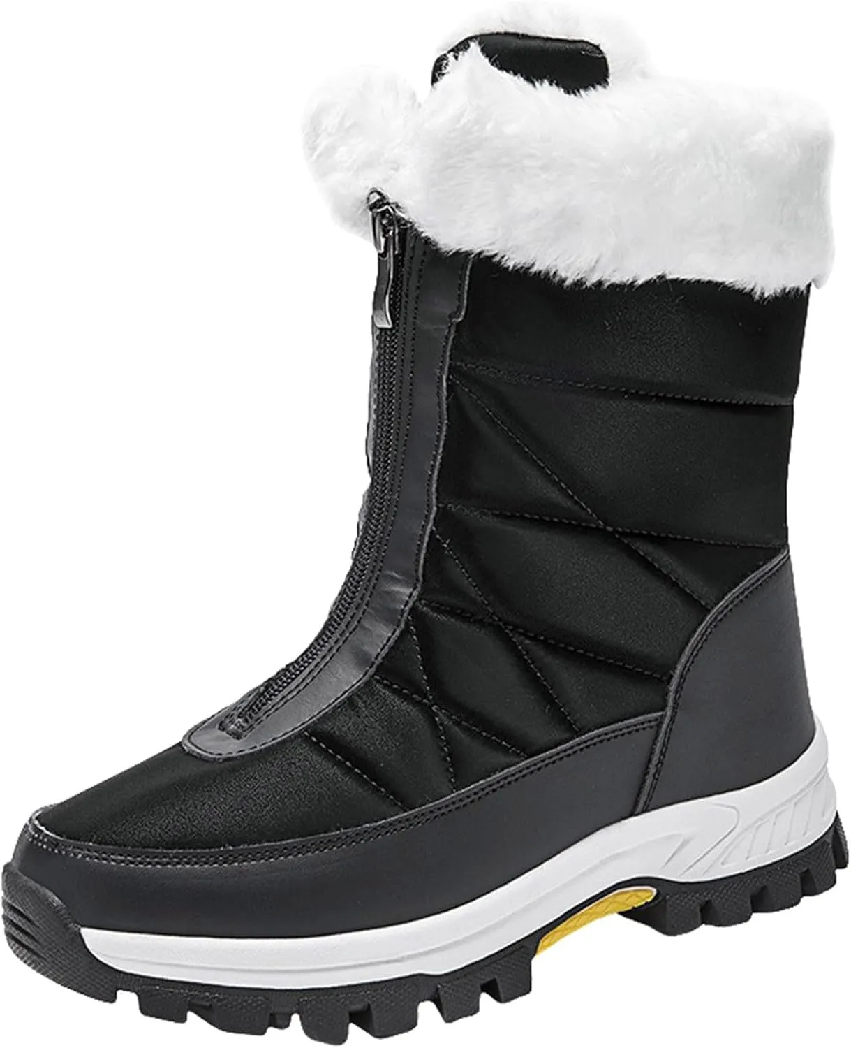 Winter Boots for Women Waterproof Warm Fur Lined Zipper Hiking Winter Snow Boots Outdoor Waterproof Slip on Boots