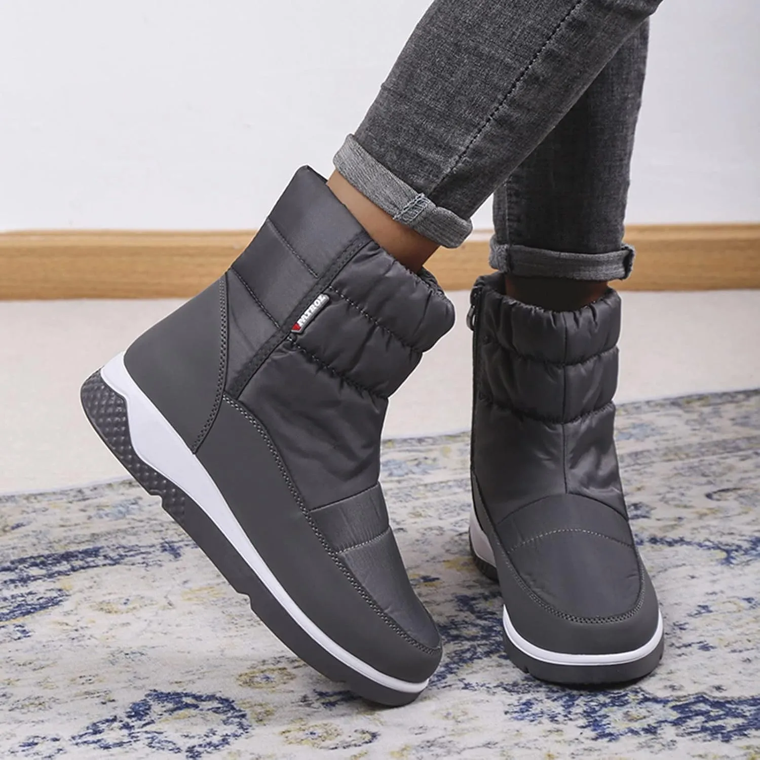 Winter Waterproof Boots for Woman Womens Winter Boots Wide Feet Womens Wide Width Snow Boots Waterproof Insulated Hiking Boots Women Waterproof Lightweight Wide Width Botas Para Nieve