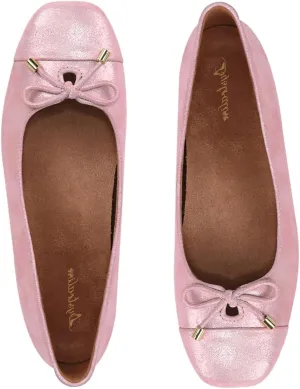 Women Glitter Bow Flats Square Closed Toe Slip On Ballet Flats Cap Toe Metallic Flat Shoes Matte Suede Office Work Flats Ladies Girls Club Driver Flats Dressy Comfort Daily Retro 4-11 M US