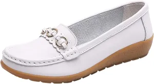 Womens Loafers Comfortable Dressy Leather Penny Loafers Slip On Walking Shoes Cushion Orthopedic Shoes Arch Support