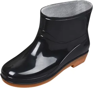 Womens Rain Boots Wide Mens Grounded Footwear Ankle Booties with Heel Barefoot Shoes Casual Fall Short rain Boots for Women and Waterproof Garden Womens Rain Boots