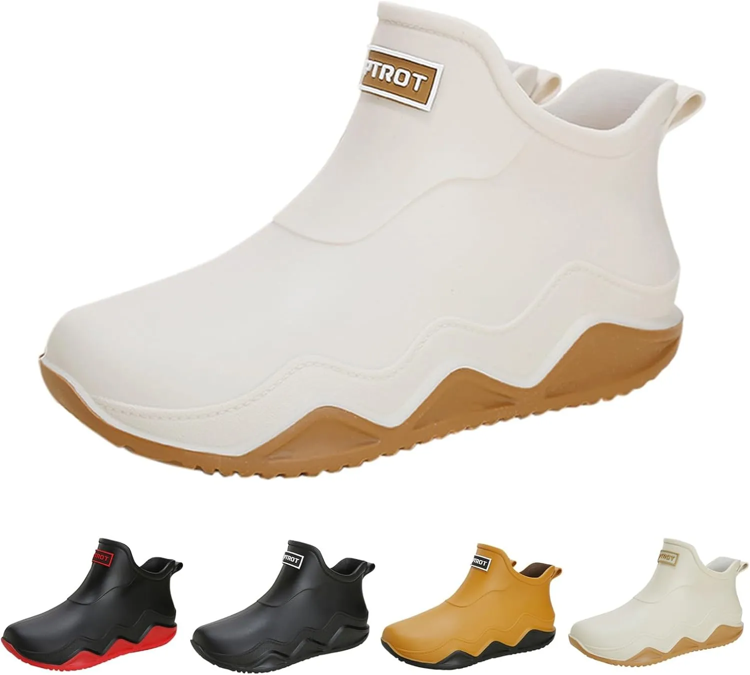 Womens Rain Boots Wide Width Slip On Barefoot Shoes Mens Rain Boots Non-Slip Rubber Waterproof Fishing Shoes