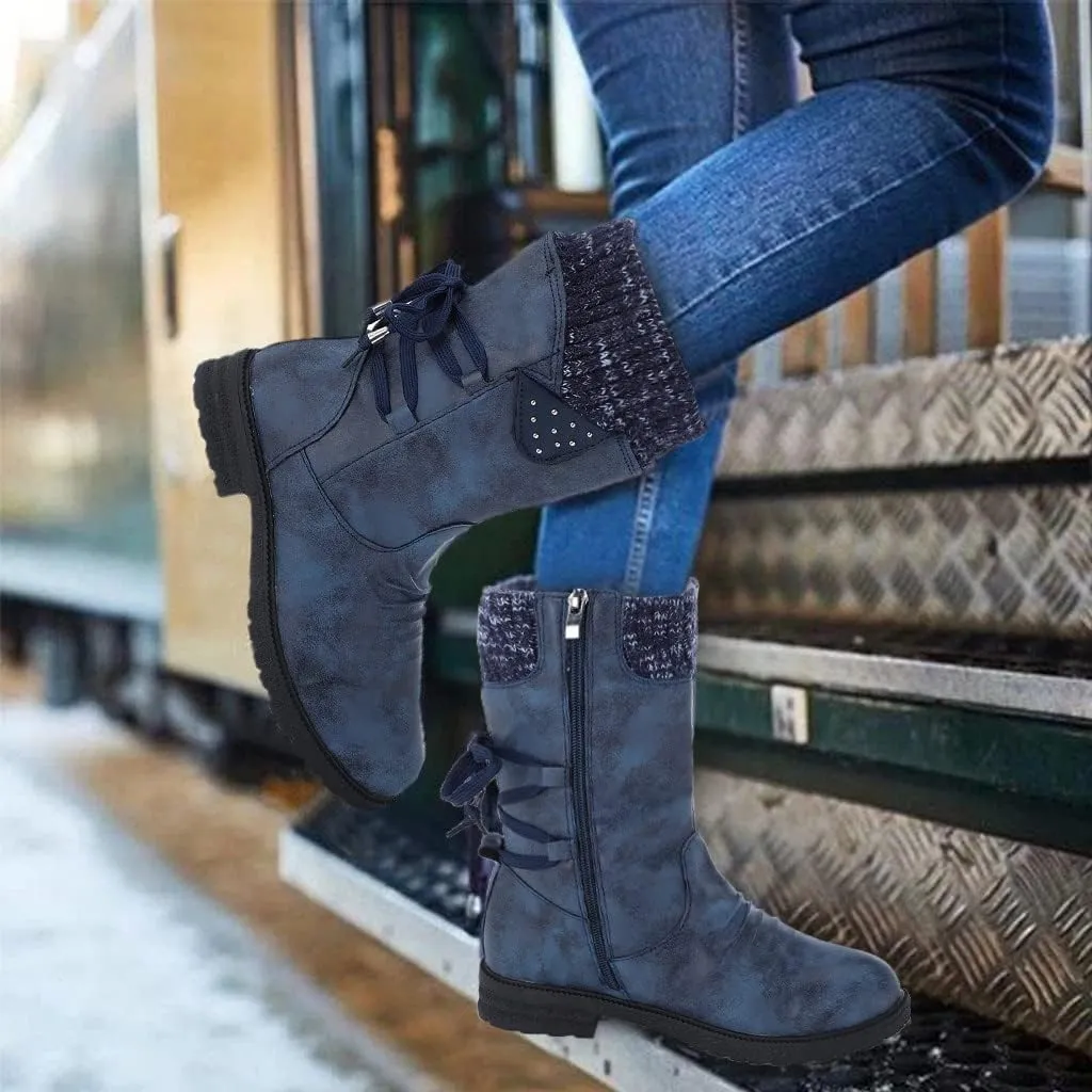 Womens Snow Boots Size 7.5 Wide Womens Black Snow Boots Slip on Fur Boots for Women Winter Tall Fashionable Winter Boots for Women Women Wide Calf Winter Boot