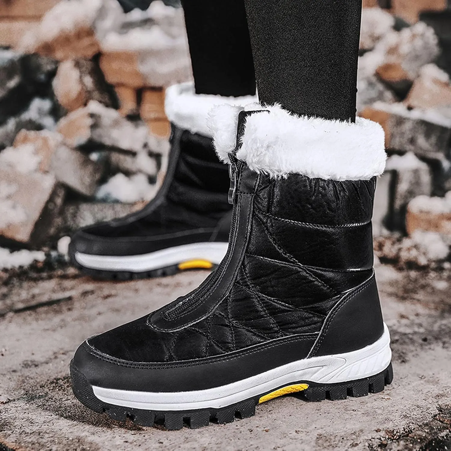 Womens Snow Boots Waterproof Insulated Slip ons Tall Winter Boots for Women Waterproof/Bows Winter Boots Women Size 8 Wide Zapatos Para Invierno Mujer De Nieve Botas De Trabajo Para Mujer En El Frio