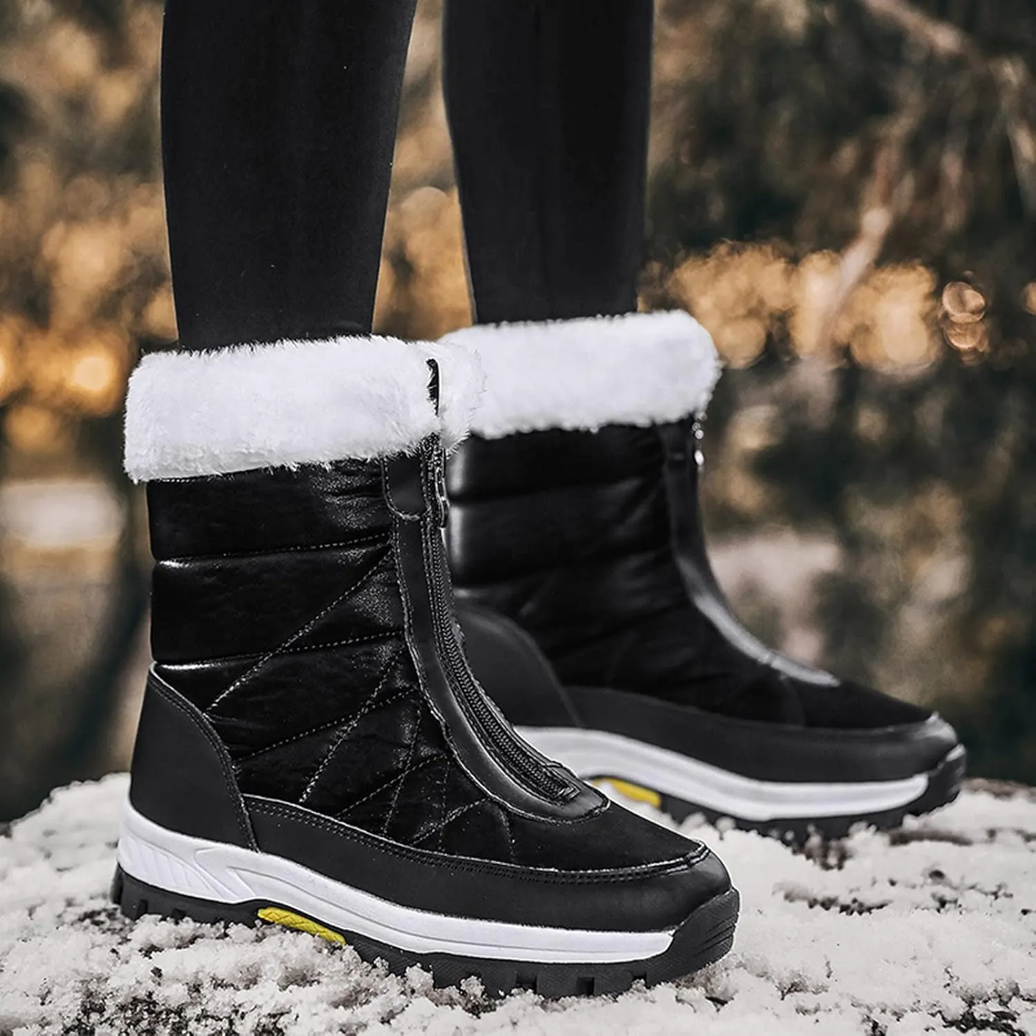 Womens Snow Boots Waterproof Insulated Slip ons Tall Winter Boots for Women Waterproof/Bows Winter Boots Women Size 8 Wide Zapatos Para Invierno Mujer De Nieve Botas De Trabajo Para Mujer En El Frio