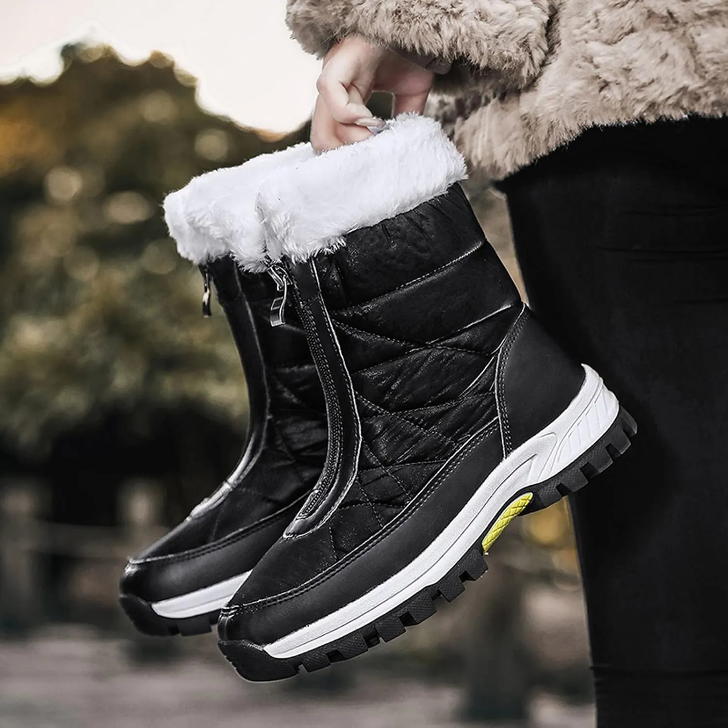 Womens Snow Boots Waterproof Insulated Slip ons Tall Winter Boots for Women Waterproof/Bows Winter Boots Women Size 8 Wide Zapatos Para Invierno Mujer De Nieve Botas De Trabajo Para Mujer En El Frio