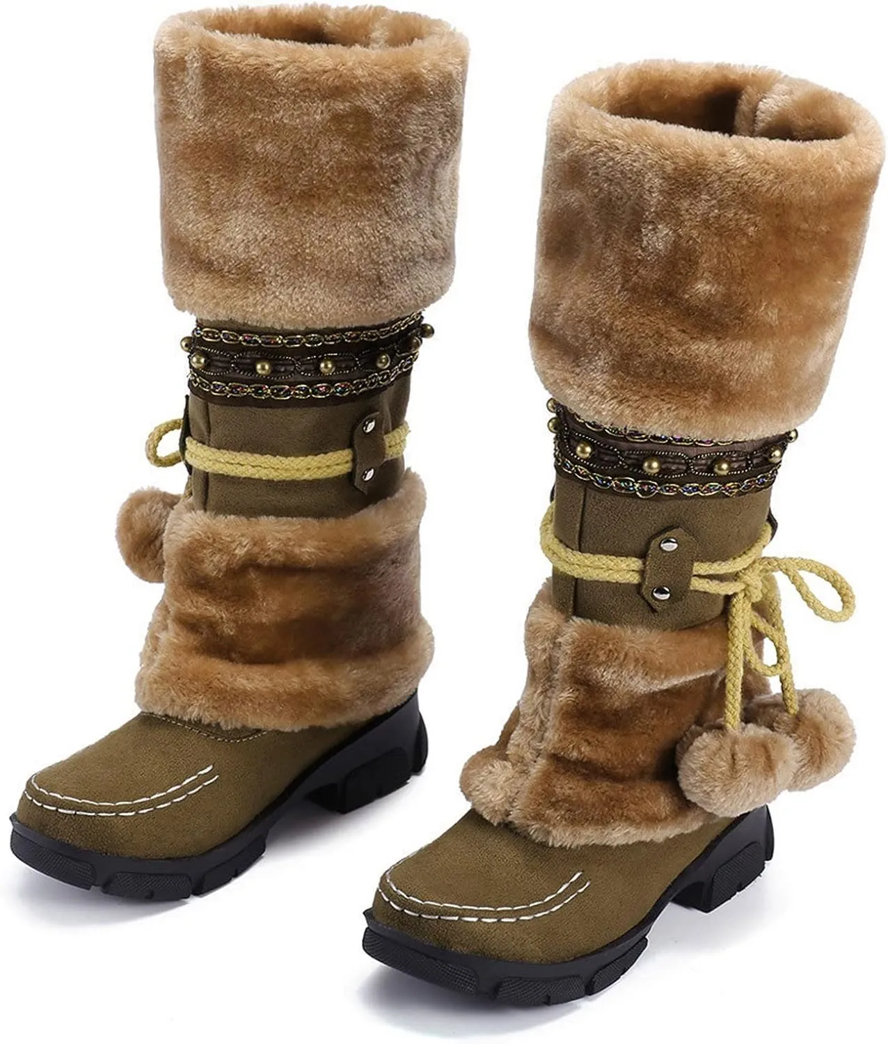 Women's Snow Boots Waterproof Insulated Snow Booties for Women Waterproof Snow Boots for Women 7.5 Wide Women's Winter Booties Slippers Tall Winter Boots for Women with Heel