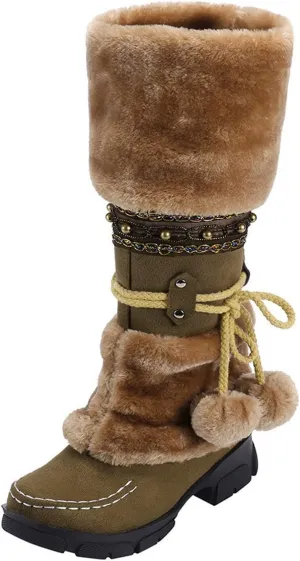 Women's Snow Boots Waterproof Insulated Snow Booties for Women Waterproof Snow Boots for Women 7.5 Wide Women's Winter Booties Slippers Tall Winter Boots for Women with Heel