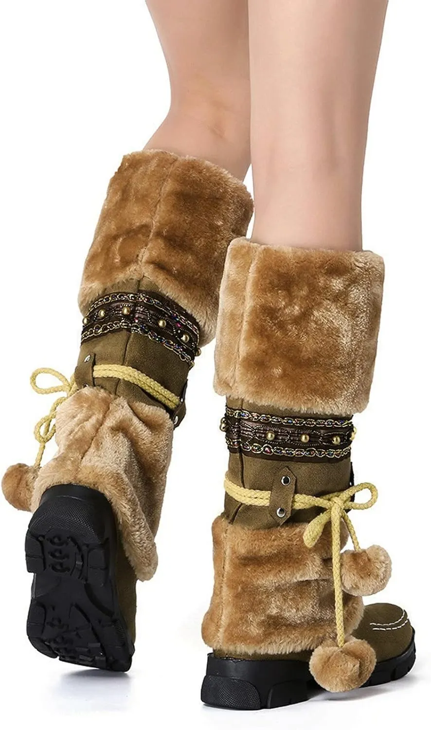 Women's Snow Boots Waterproof Insulated Snow Booties for Women Waterproof Snow Boots for Women 7.5 Wide Women's Winter Booties Slippers Tall Winter Boots for Women with Heel