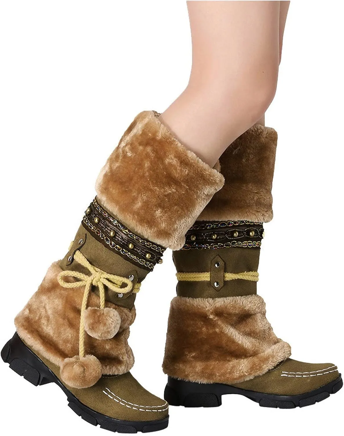 Women's Snow Boots Waterproof Insulated Snow Booties for Women Waterproof Snow Boots for Women 7.5 Wide Women's Winter Booties Slippers Tall Winter Boots for Women with Heel