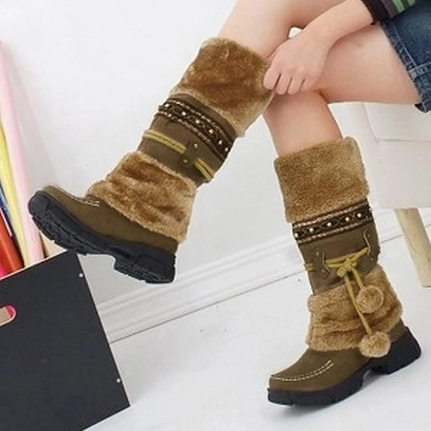 Women's Snow Boots Waterproof Insulated Snow Booties for Women Waterproof Snow Boots for Women 7.5 Wide Women's Winter Booties Slippers Tall Winter Boots for Women with Heel