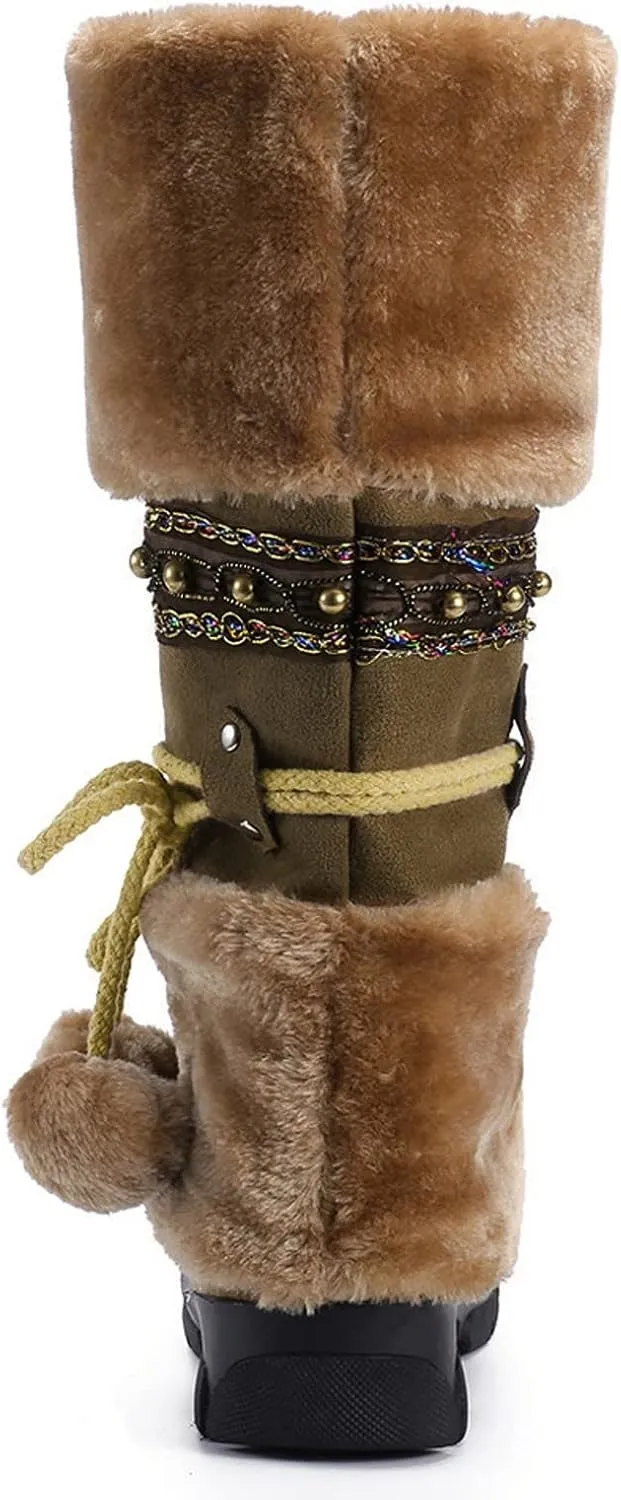 Women's Snow Boots Waterproof Insulated Snow Booties for Women Waterproof Snow Boots for Women 7.5 Wide Women's Winter Booties Slippers Tall Winter Boots for Women with Heel