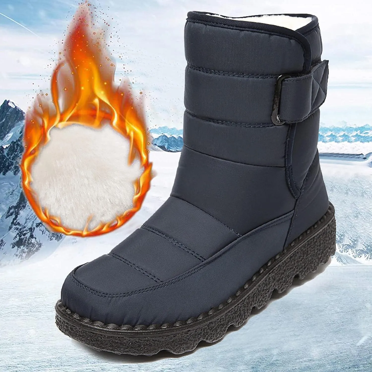 Womens Snow Boots Wide Width Zipper Size 9 Wide Calf Snow Boots for Woman Waterproof Snow Shoes for Women Outdoor Boots Women Knee High Waterproof Womens Boots Size 11