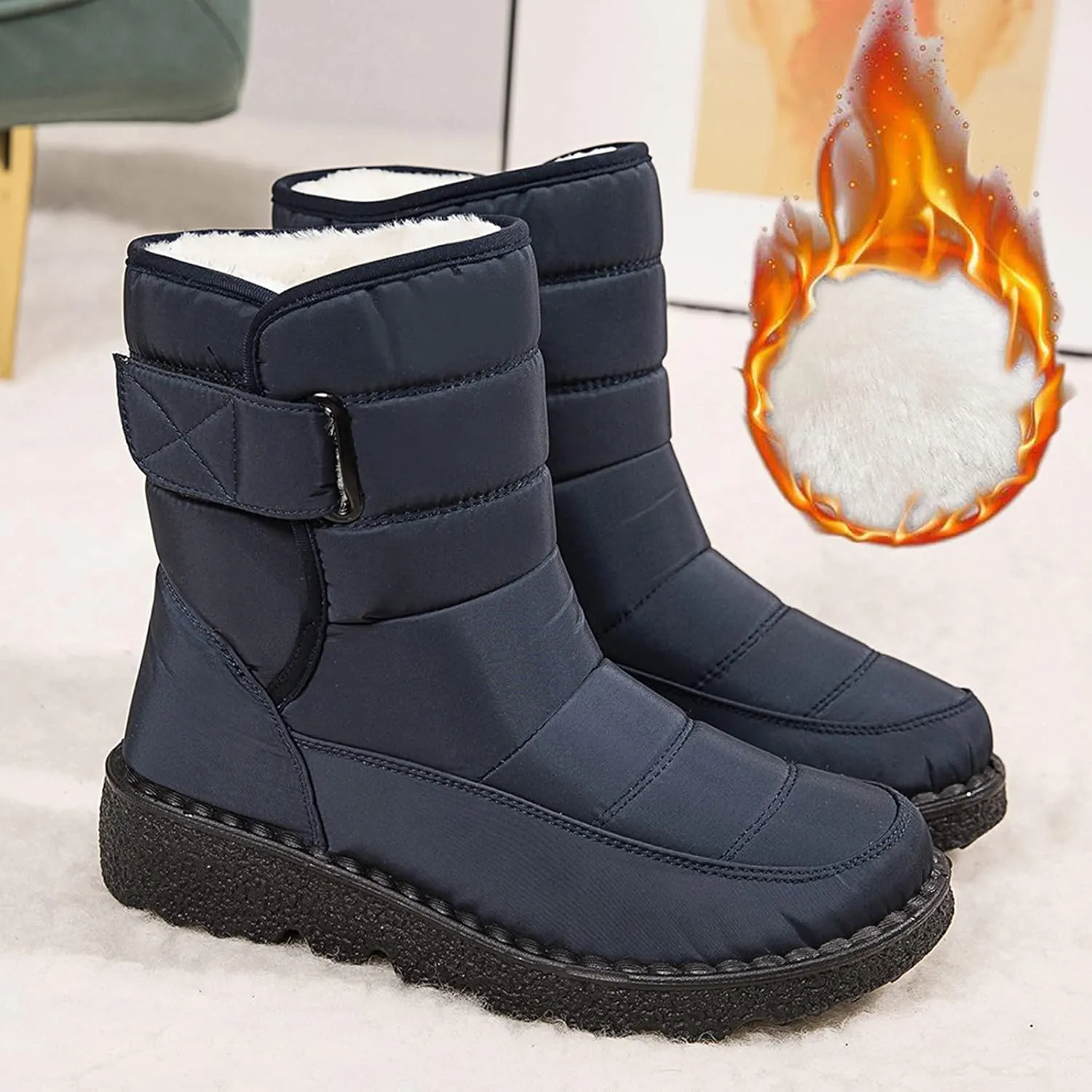 Womens Snow Boots Wide Width Zipper Size 9 Wide Calf Snow Boots for Woman Waterproof Snow Shoes for Women Outdoor Boots Women Knee High Waterproof Womens Boots Size 11