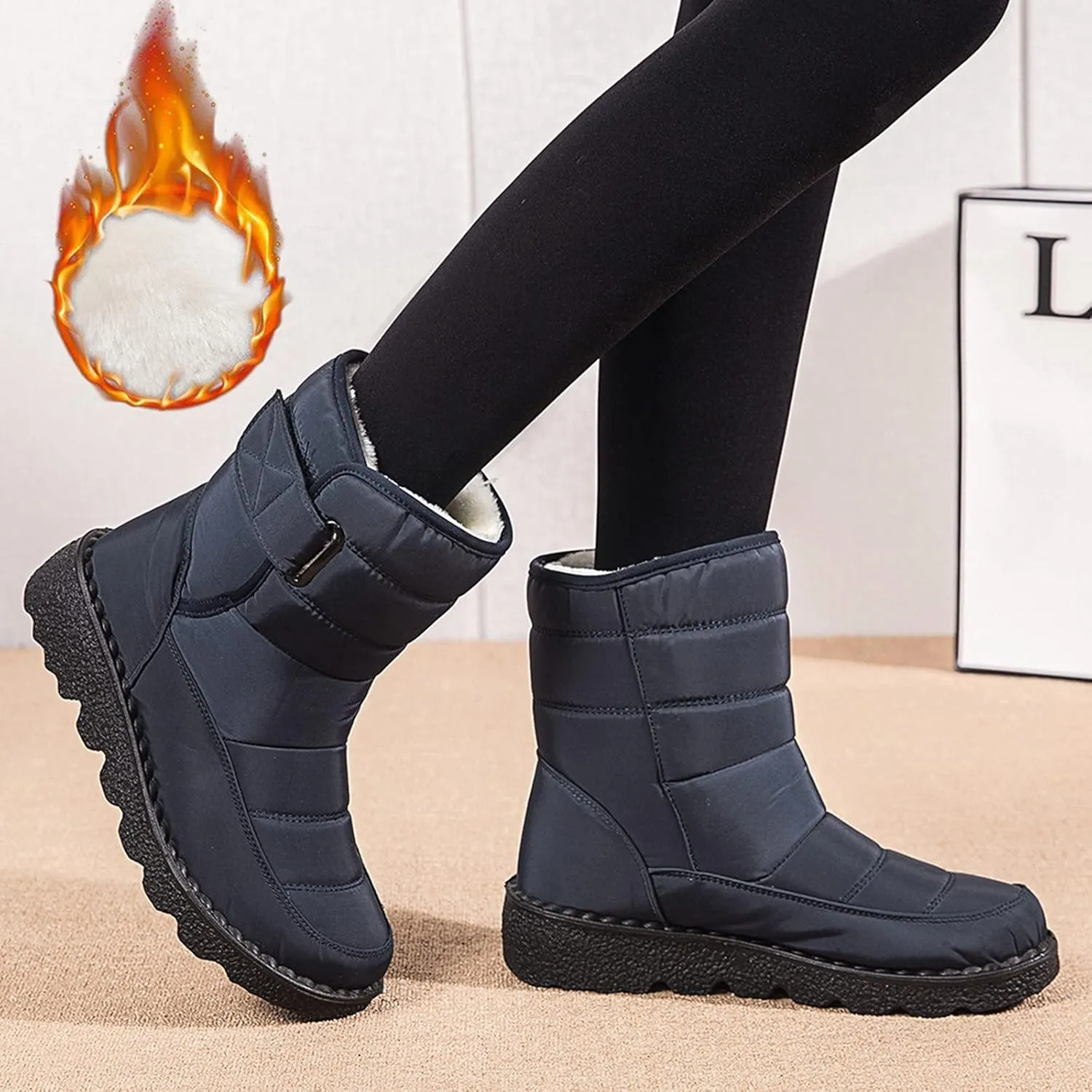 Womens Snow Boots Wide Width Zipper Size 9 Wide Calf Snow Boots for Woman Waterproof Snow Shoes for Women Outdoor Boots Women Knee High Waterproof Womens Boots Size 11