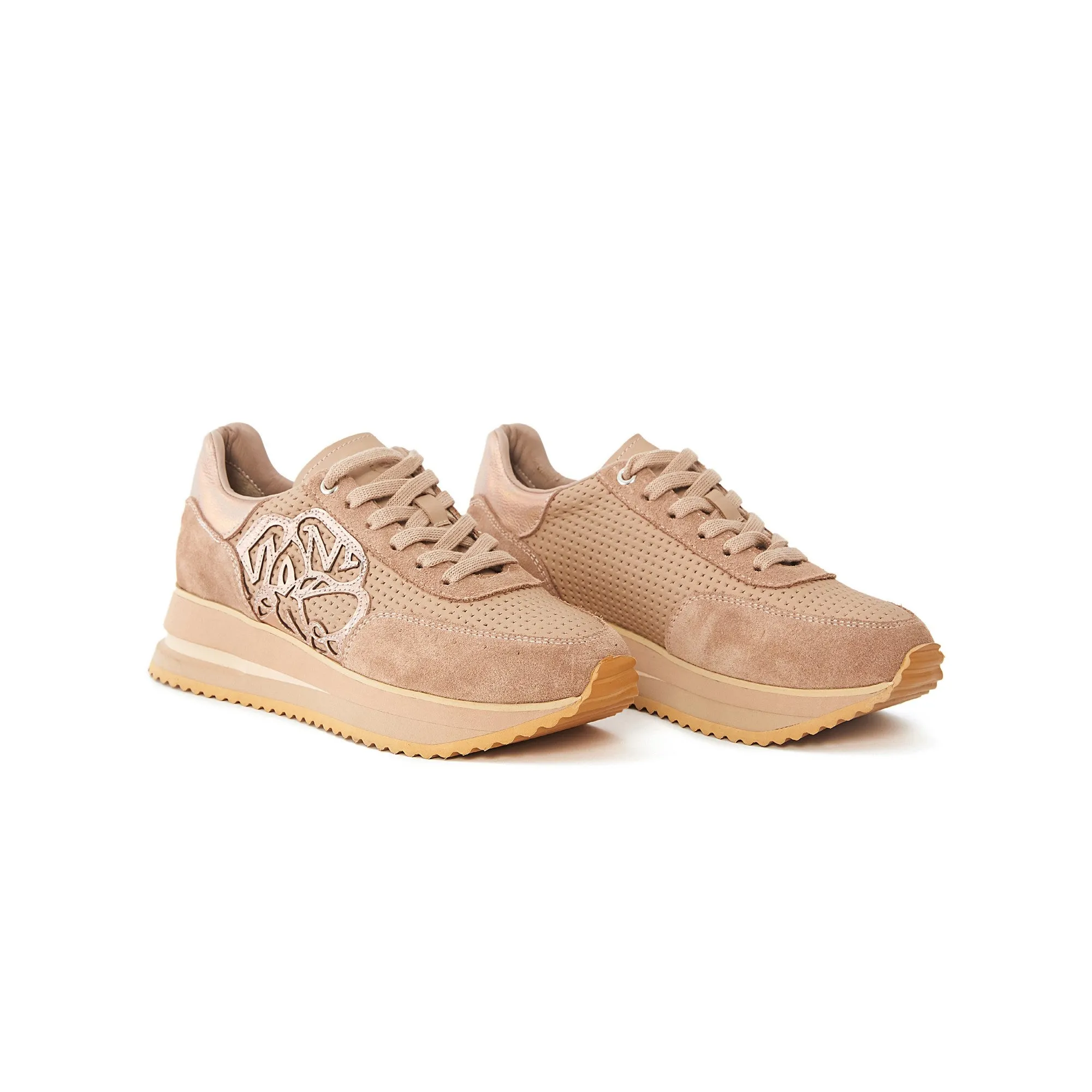 Women's Suede Calf Leather Handmade Sneakers W5013