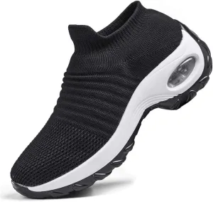 Women's Walking Shoes Breathable Mesh Sneakers Slip On Lightweight Work Shoes Knit Nurse Shoes Air Cushion Gym Modern Dance Shoes