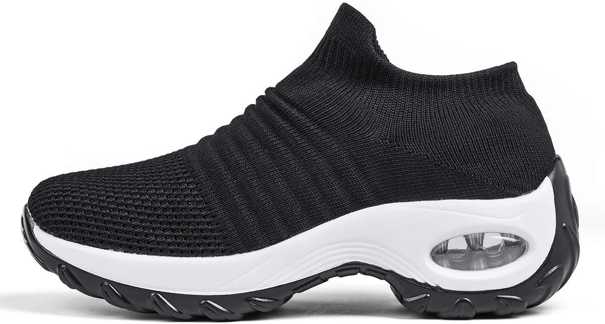 Women's Walking Shoes Breathable Mesh Sneakers Slip On Lightweight Work Shoes Knit Nurse Shoes Air Cushion Gym Modern Dance Shoes