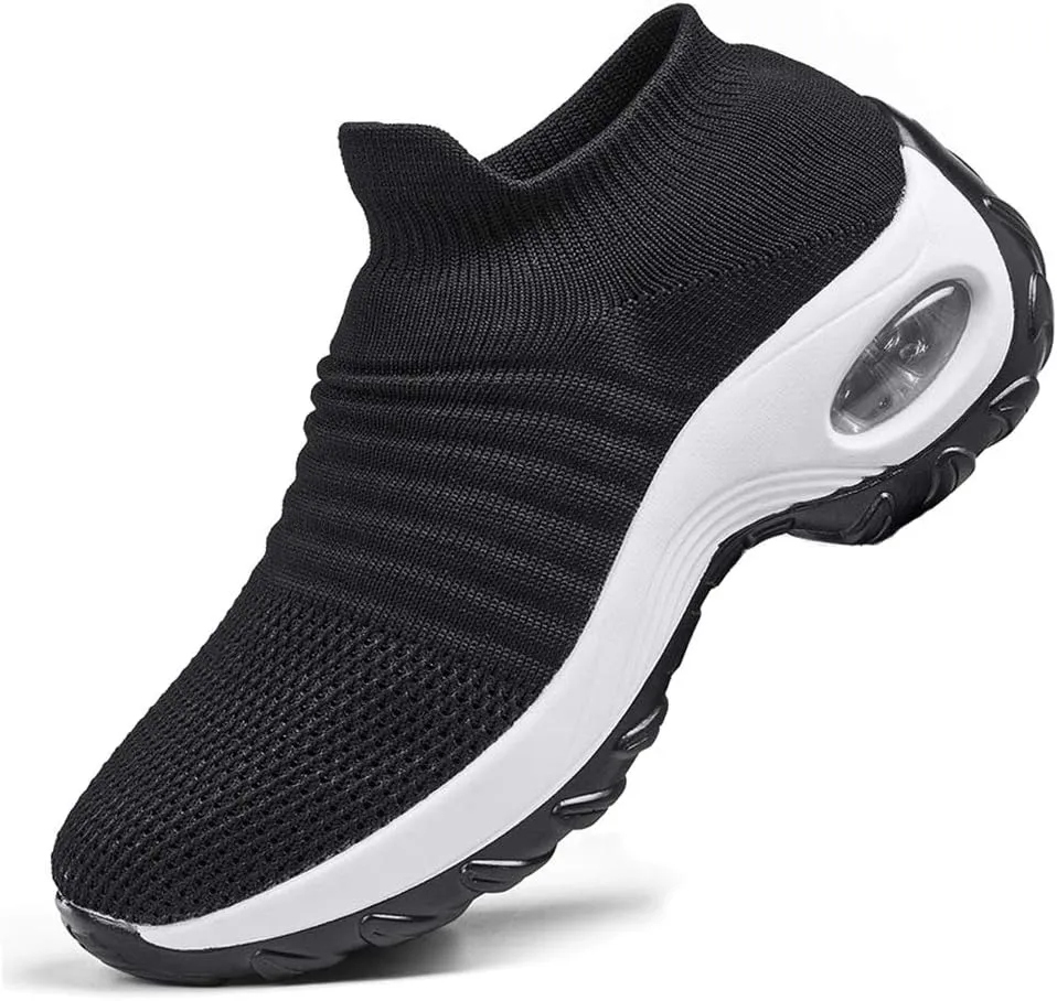 Women's Walking Shoes Breathable Mesh Sneakers Slip On Lightweight Work Shoes Knit Nurse Shoes Air Cushion Gym Modern Dance Shoes