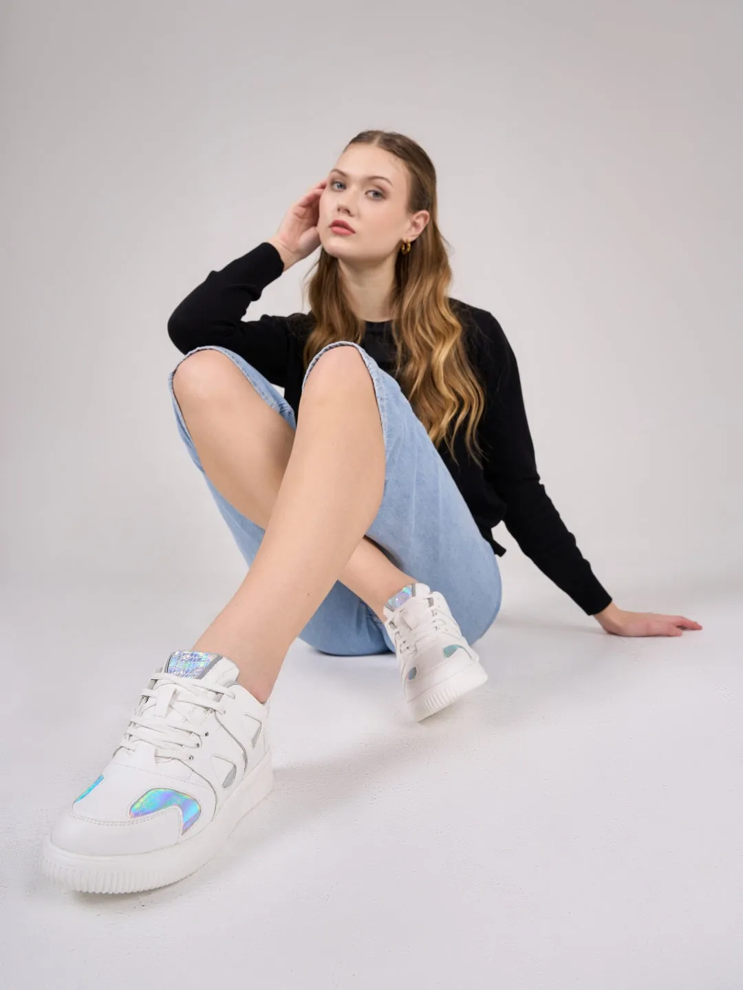 Women's White Platform Sneakers (IU1009)