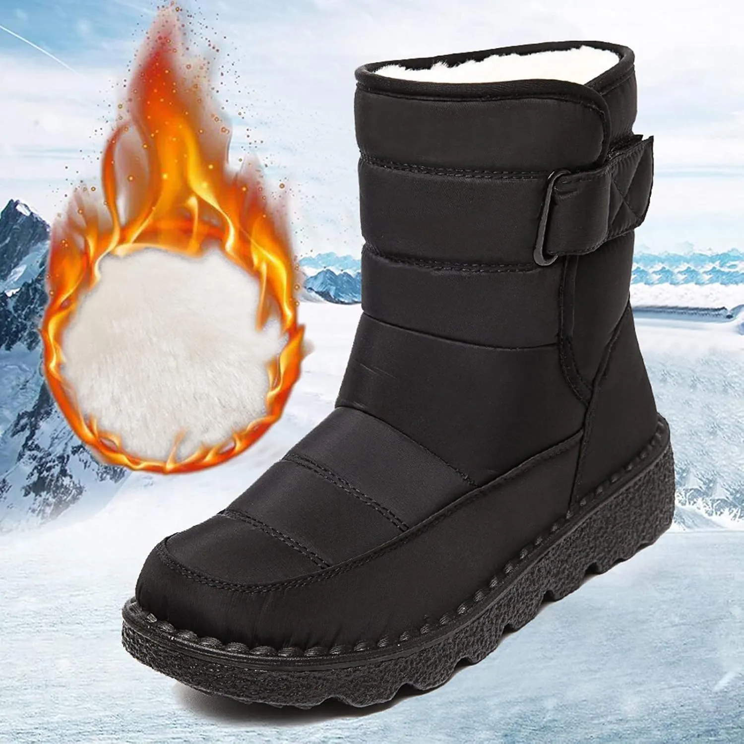 Zipper Winter Boots for Women Waterproof Snow Women's Winter Boots Waterproof Wide Width Womens Slip on Winter Boots Ankle Wide Snow Boots for Women Wide Width Botas De Trabajo En La Nieve Para Mujer