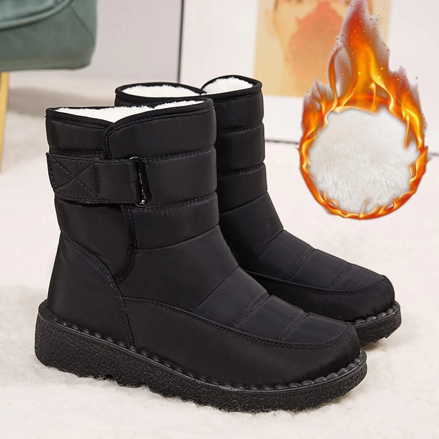Zipper Winter Boots for Women Waterproof Snow Women's Winter Boots Waterproof Wide Width Womens Slip on Winter Boots Ankle Wide Snow Boots for Women Wide Width Botas De Trabajo En La Nieve Para Mujer