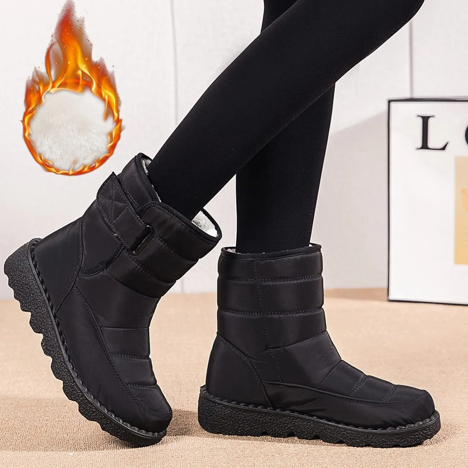 Zipper Winter Boots for Women Waterproof Snow Women's Winter Boots Waterproof Wide Width Womens Slip on Winter Boots Ankle Wide Snow Boots for Women Wide Width Botas De Trabajo En La Nieve Para Mujer